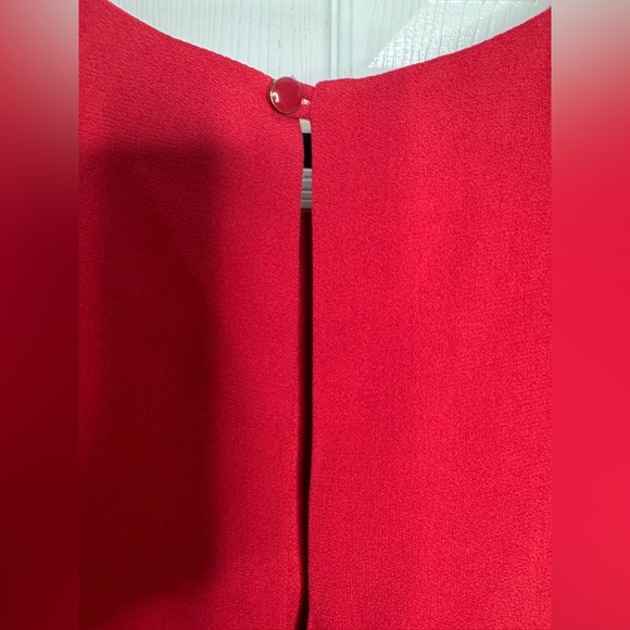 UTERQUE Red Tiered Mini Shift Dress Back Button Closure Cocktail Party - Picture 4 of 4